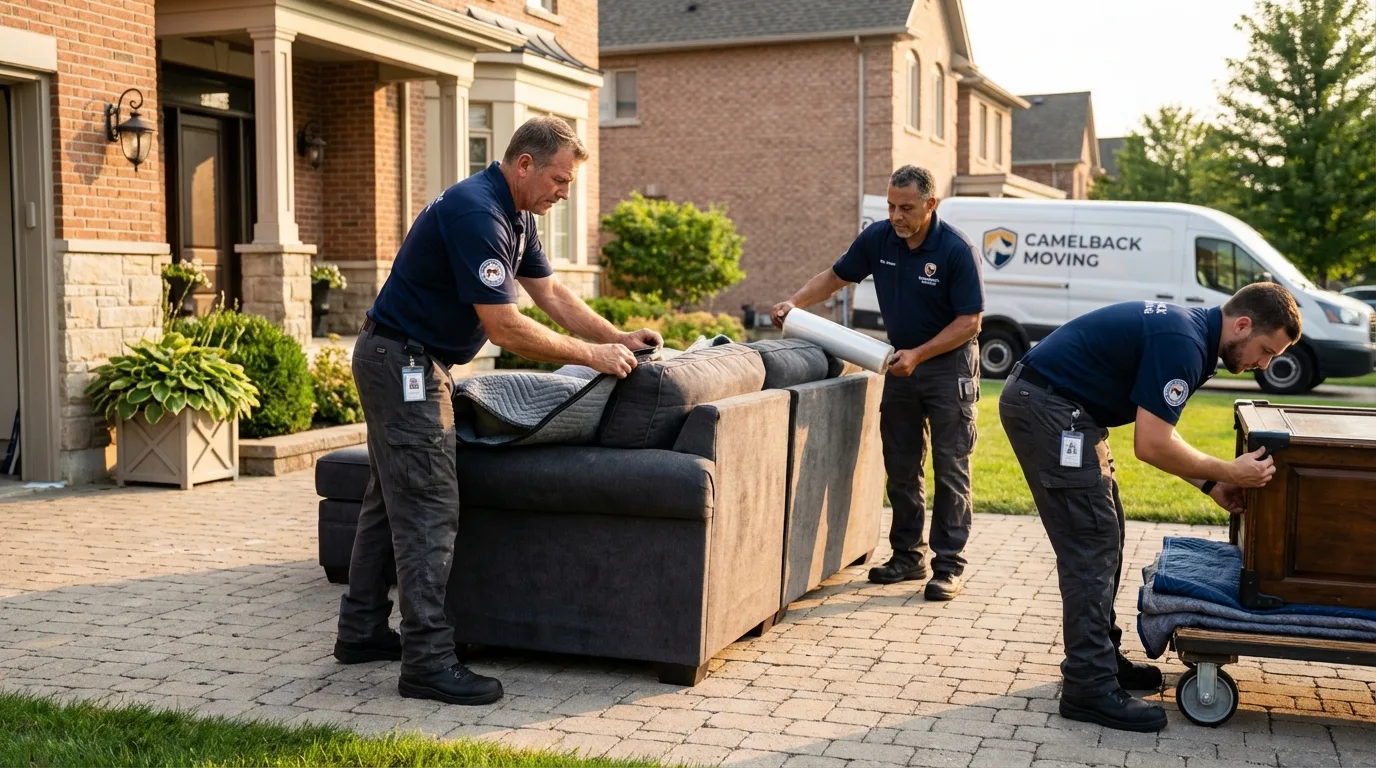 Large estate moving crew wrapping furniture in Urbana, OH