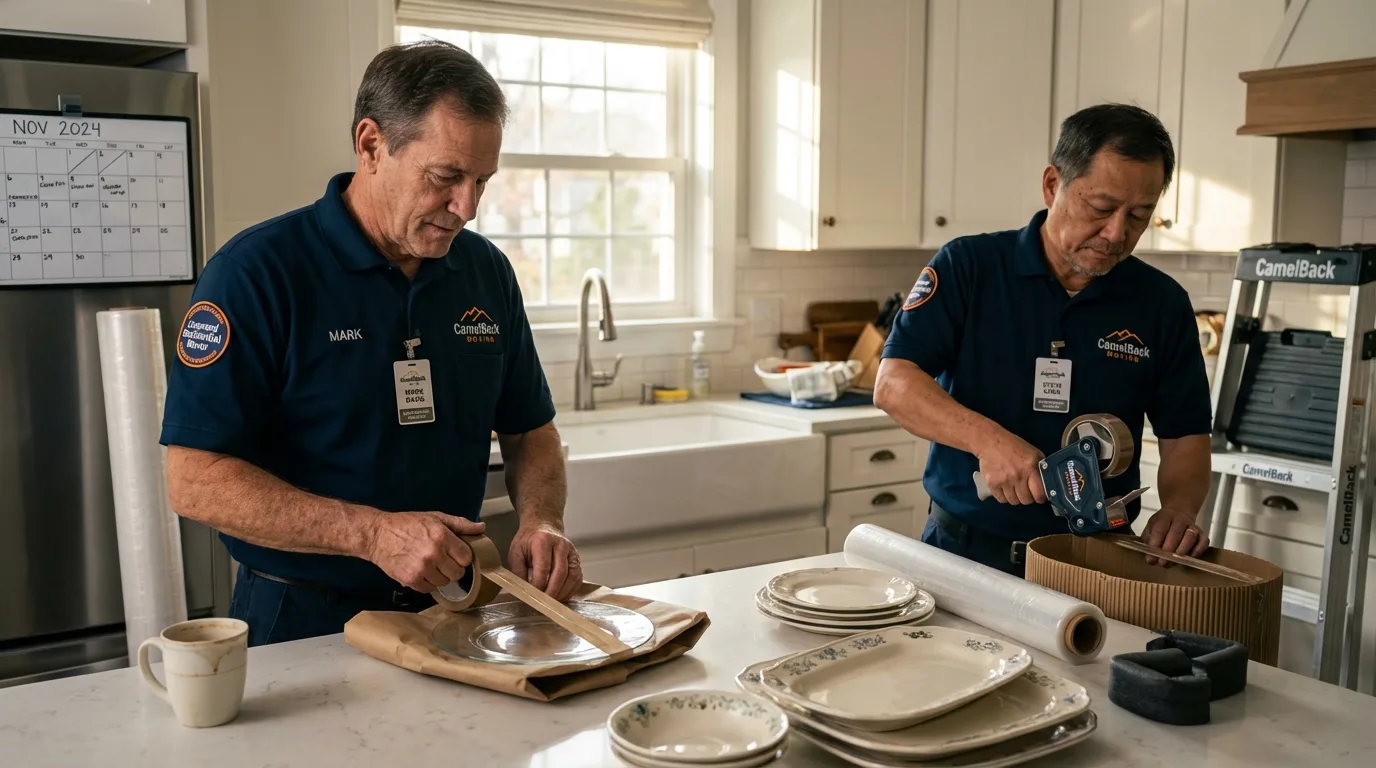 Professional crew packing kitchen dishware in Urbana, OH
